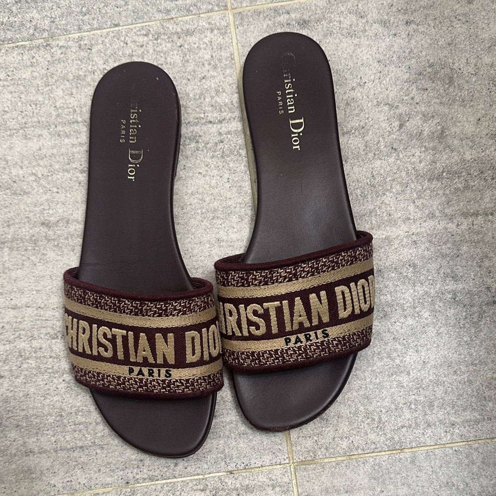 Dior DWAY Women's Maroon Slide Sandals